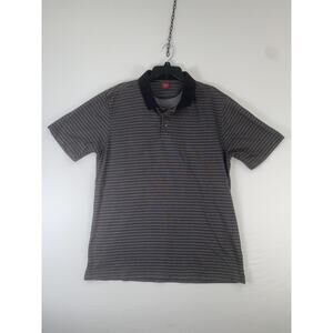 Junction West Polo Shirt Mens XL Gray Striped Short Sleeve Knit Contrast Collar